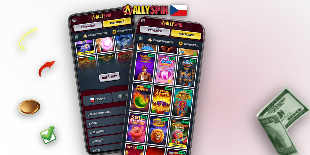 Přehled rozhraní Allyspin Casino online app – sloty, live kasino i sportovní sázky