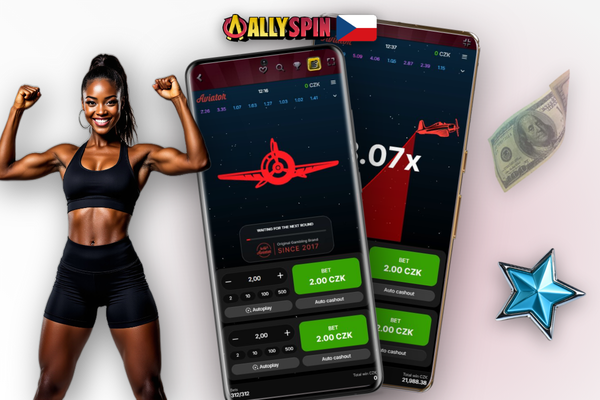 Graf algoritmu Aviator ukazující různé výsledky crash kol v Allyspin Casino