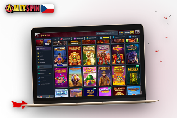 Přihlašovací obrazovka desktopového klienta Allyspin Casino s polem pro e-mail a sociálními sítěmi