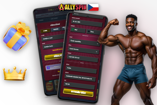 Allyspin Casino – pole pro promo kód ALLGIFT21 ve formuláři pro vytvoření nového účtu