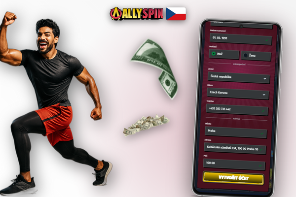 Allyspin Casino CZ registrace přes sociální sítě – tlačítka Google, Facebook a Apple pro rychlé přihlášení
