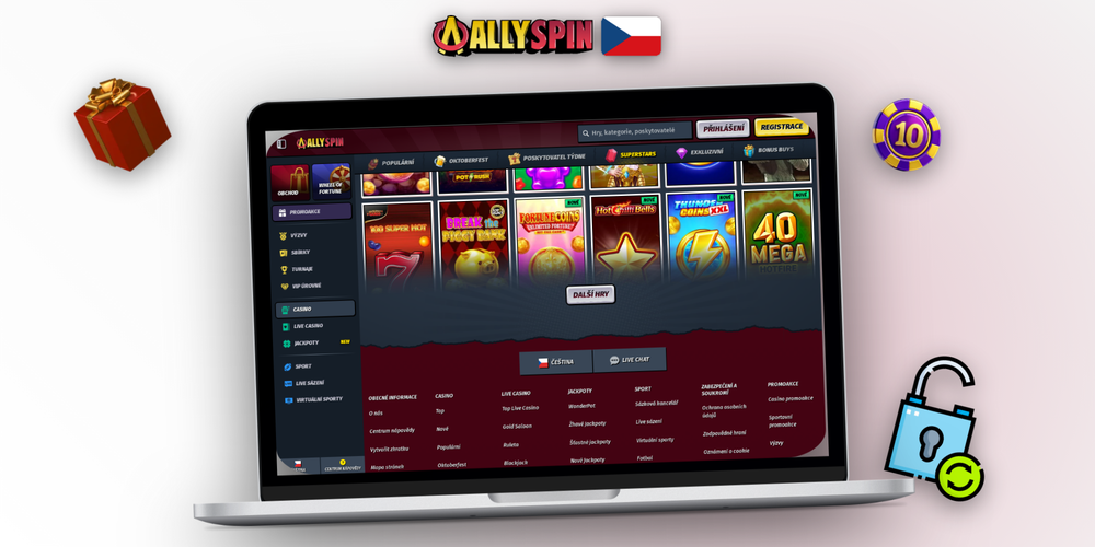 Herní lobby Allyspin Casino otevřené v desktopovém klientu na operačním systému Windows